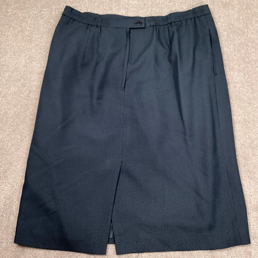 Le Suit Skirt Suit Women 20W Green Teal Micro-Check 4-Button Classic Officewear